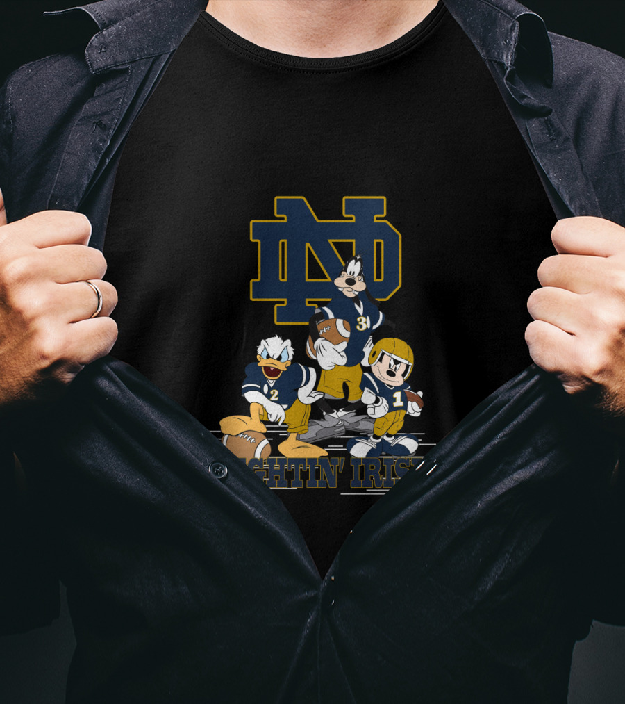 Nd Fighting Irish Mickey Donald Goofy Football Team T-Shirt