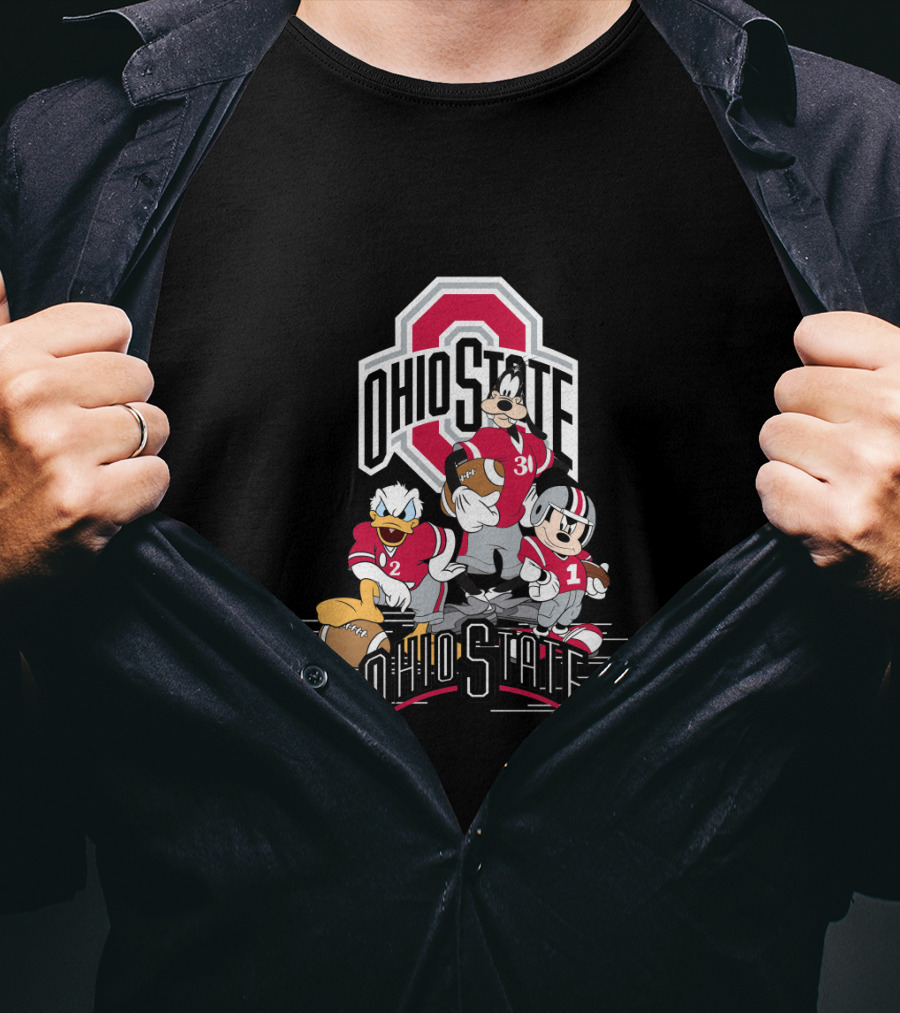 Ohio State Mickey Donald Goofy Football T-Shirt