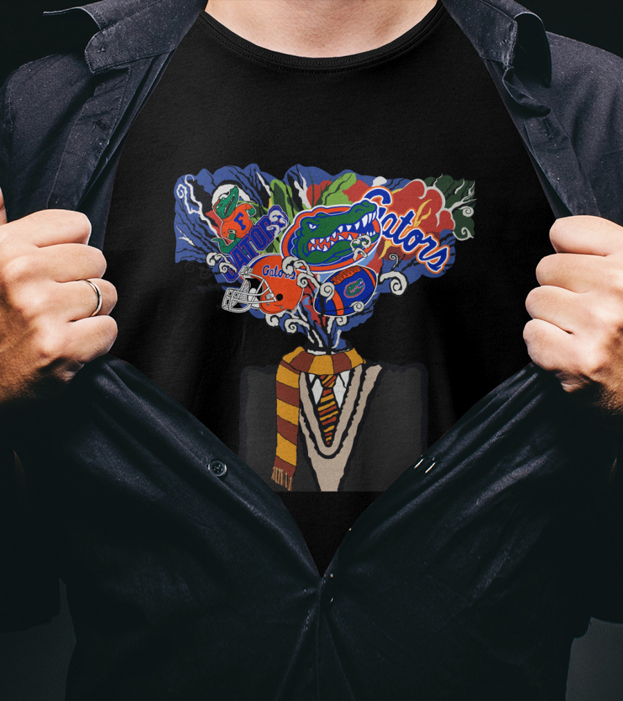 Gators Uf Football Mind-Blowing Art With Florida Team Logos And Scarf T-Shirt