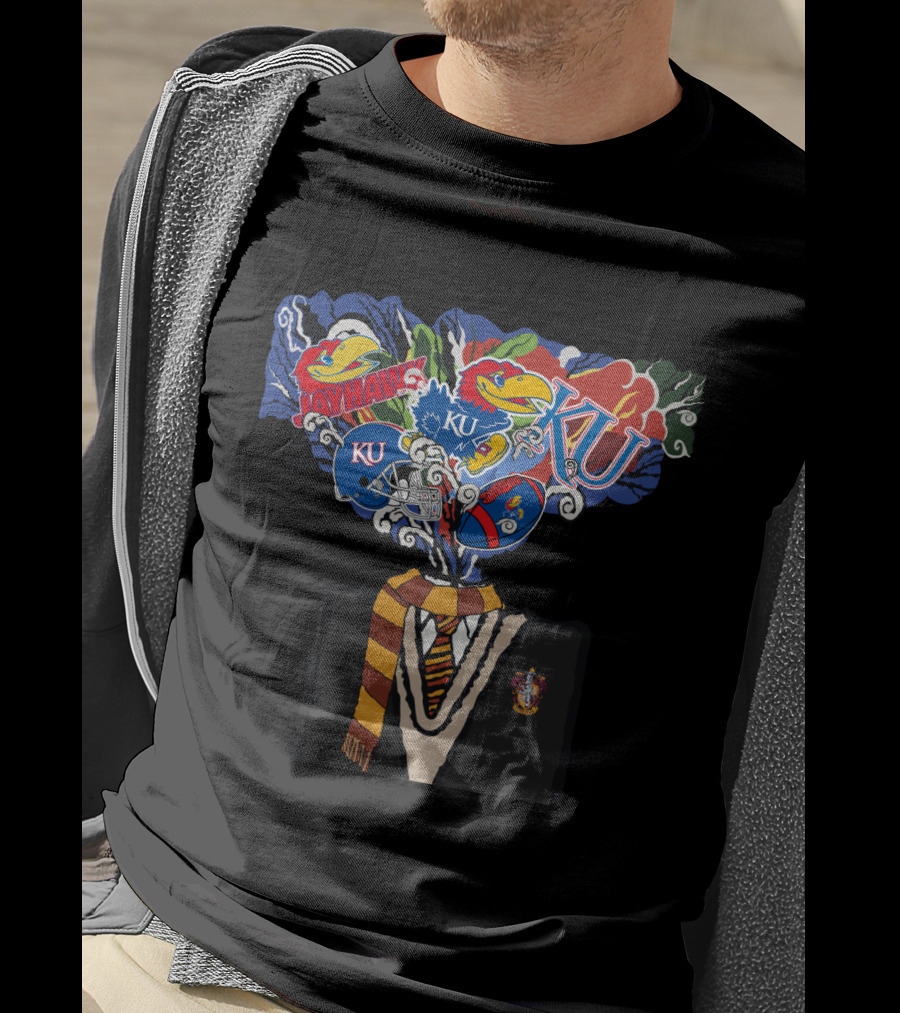 Ku Jayhawks Wizard Robes With Gryffindor Colors T-Shirt