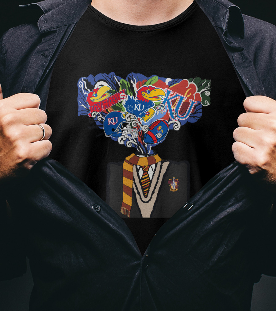 Ku Jayhawks Wizard Robes With Gryffindor Colors T-Shirt