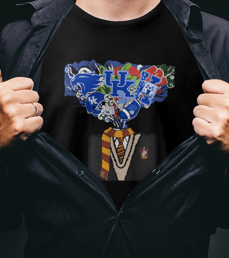 Chtnca11016 Kentucky Wildcats Hogwarts Gryffindor Mashup T-Shirt