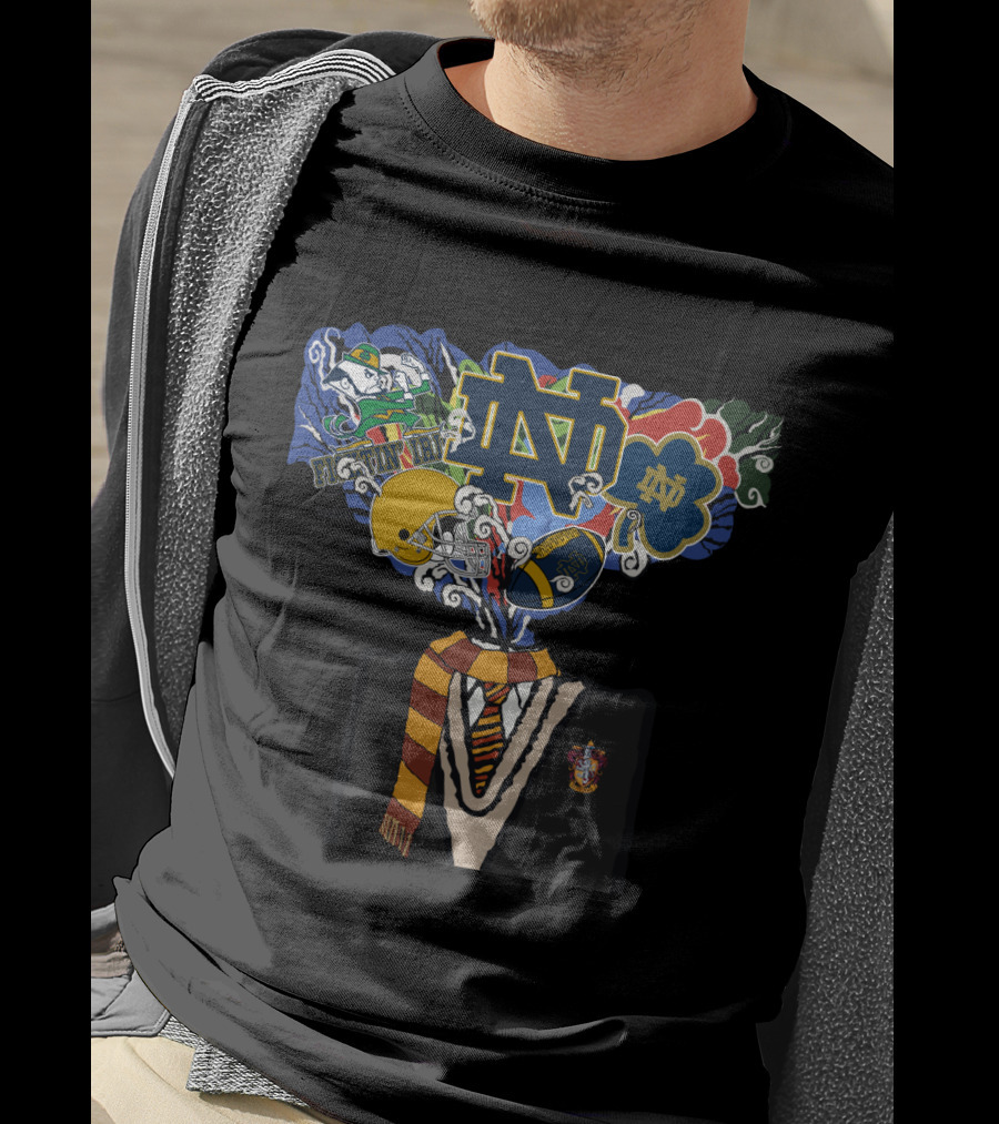 Chtnca11019 Notre Dame Fighting Irish And Hogwarts Inspired Crossover T-Shirt