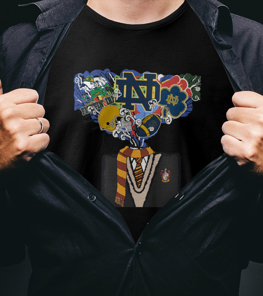 Chtnca11019 Notre Dame Fighting Irish And Hogwarts Inspired Crossover T-Shirt