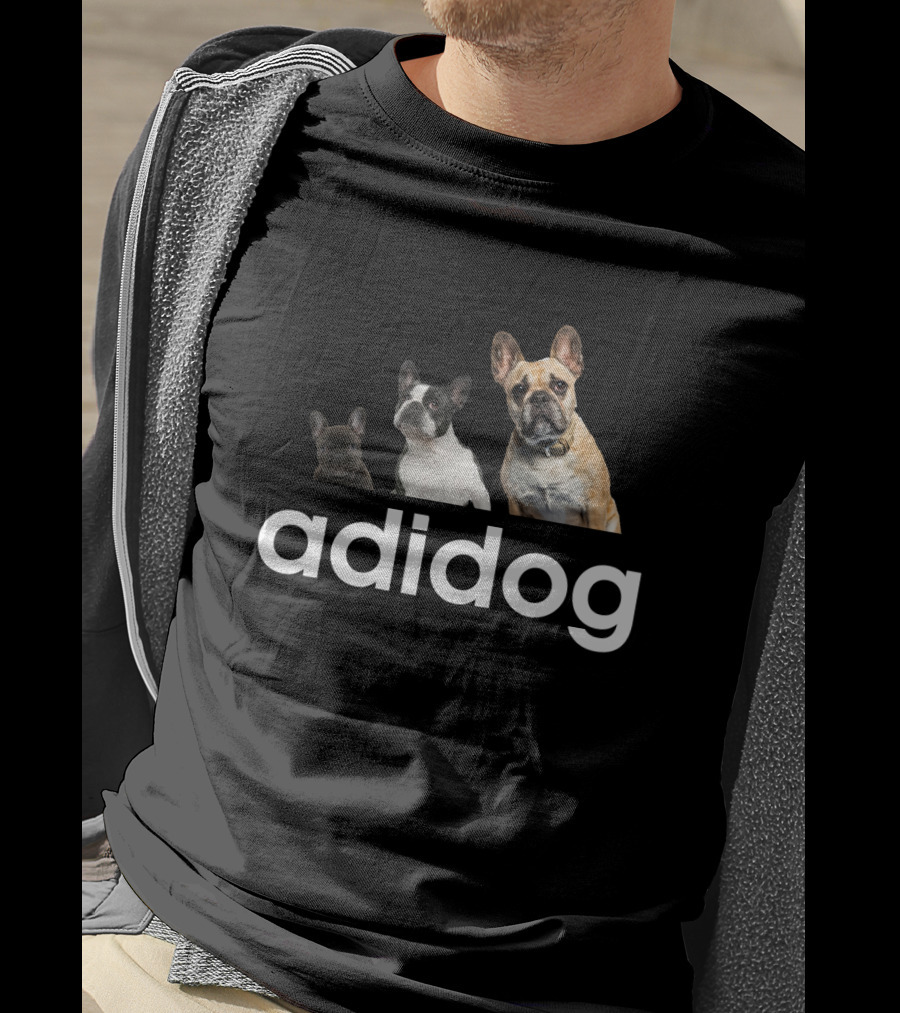 Adidog Bulldog Trio On Black T-Shirt