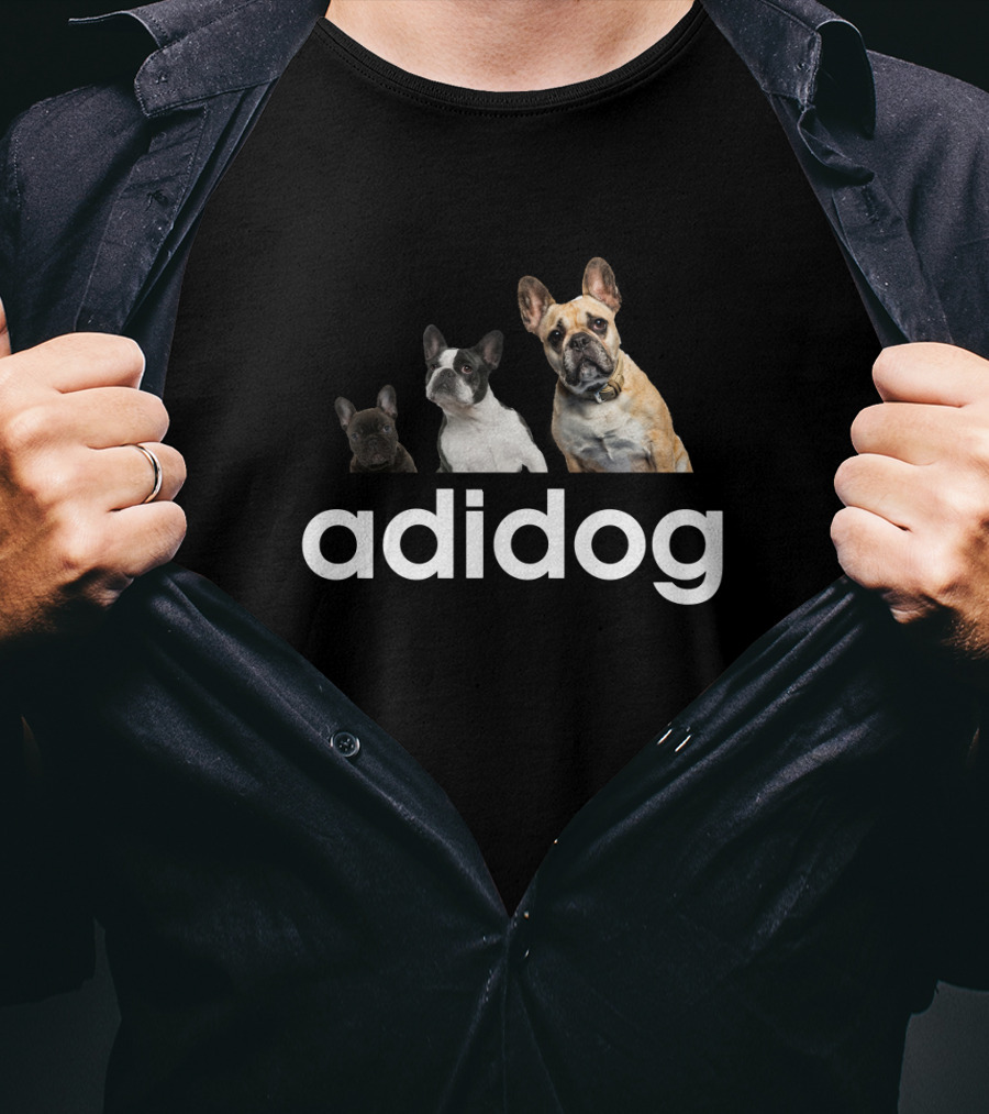 Adidog Bulldog Trio On Black T-Shirt