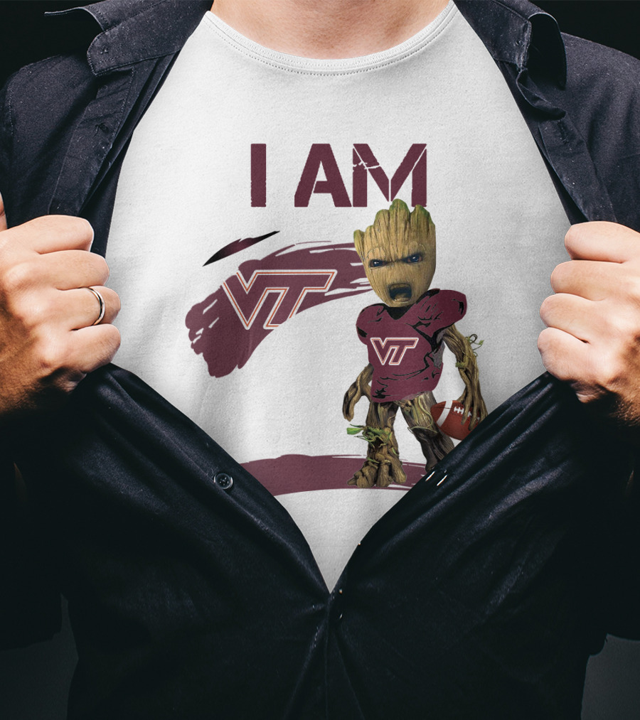 I Am Groot VT Football Hokies Baby Groot T-Shirt