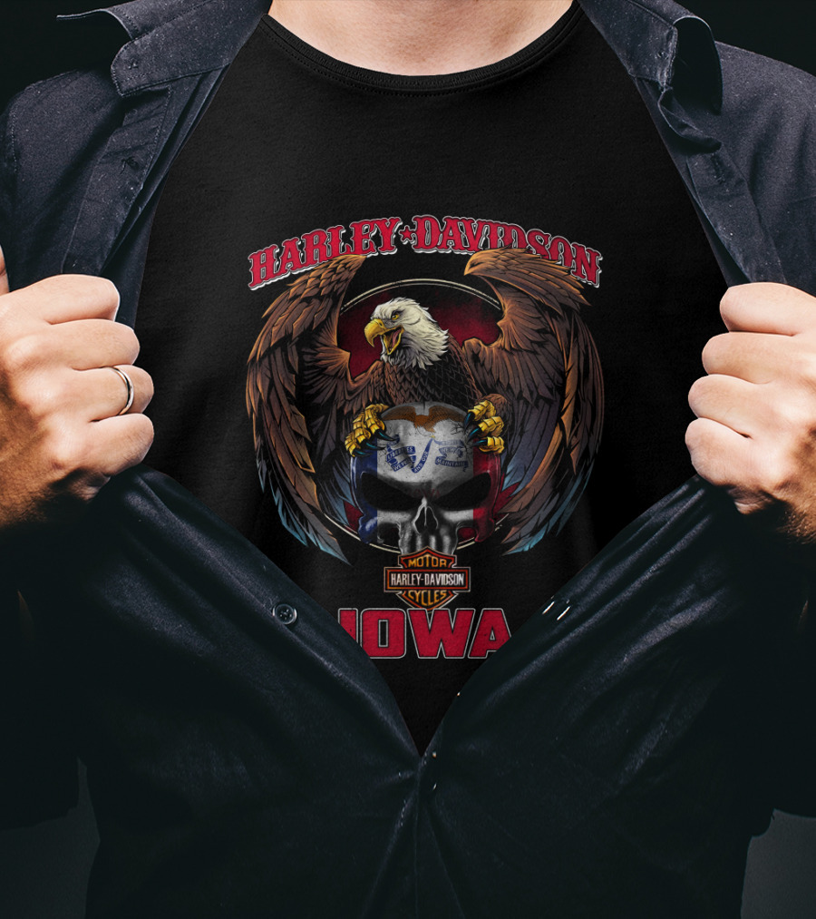 Harley Davidson Eagle Logo Iowa Motorcycle Cycles T-Shirt