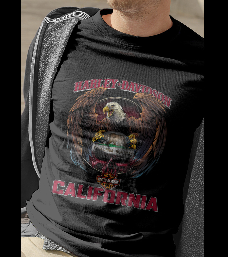 Harley Davidson California Eagle And Bear Symbolism T-Shirt