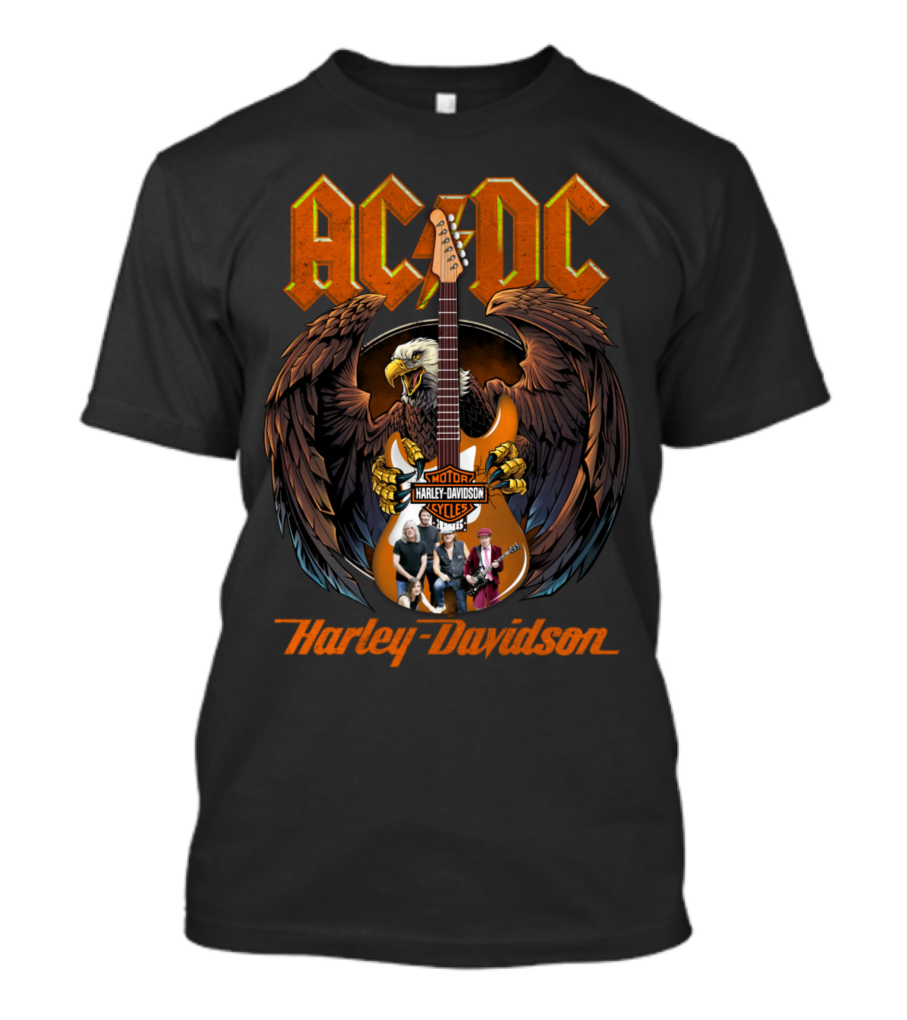 Ac Dc Harley Davidson Motorcycles Eagle Guitar Band Members T-Shirt