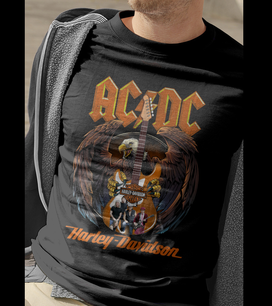 Ac Dc Harley Davidson Motorcycles Eagle Guitar Band Members T-Shirt