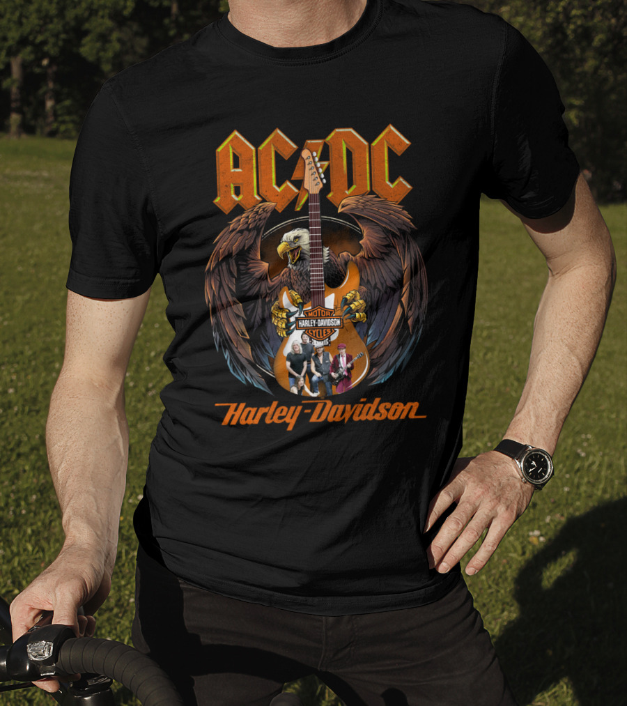 Ac Dc Harley Davidson Motorcycles Eagle Guitar Band Members T-Shirt