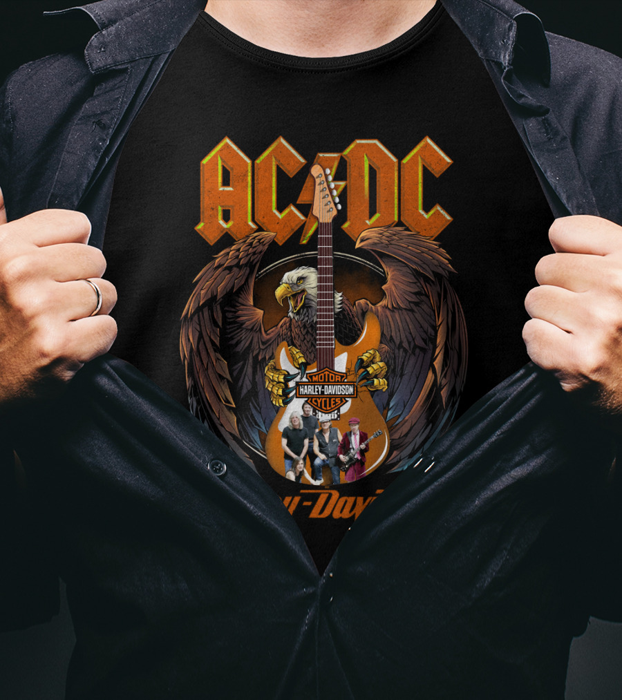 Ac Dc Harley Davidson Motorcycles Eagle Guitar Band Members T-Shirt