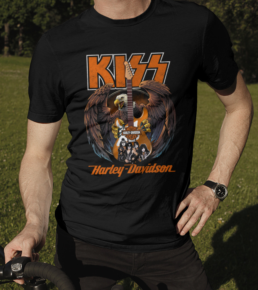 Kiss Harley Davidson Motorcycles Eagle Guitar Band Members T-Shirt