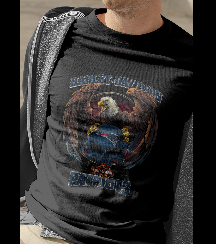 Harley Davidson Motorcycles Patriots New England Nfl 5252 T-Shirt