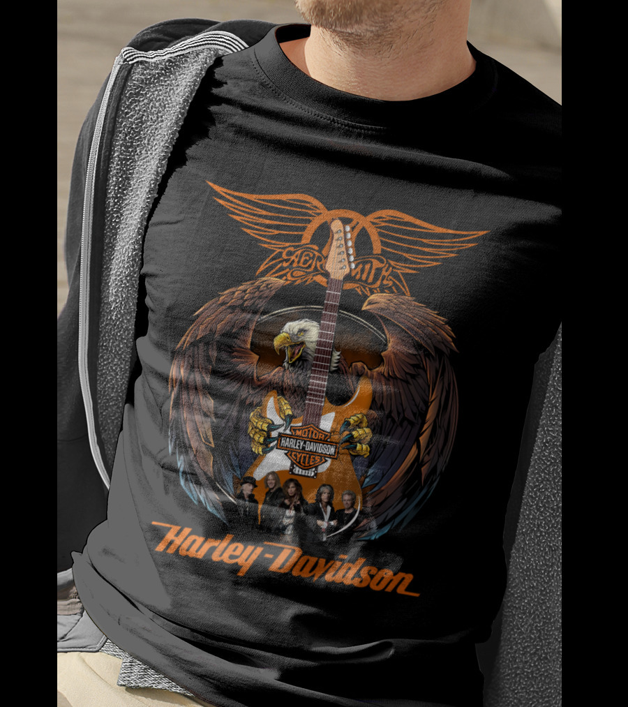Aerosmith Harley Davidson Motor Cycles Eagle T-Shirt