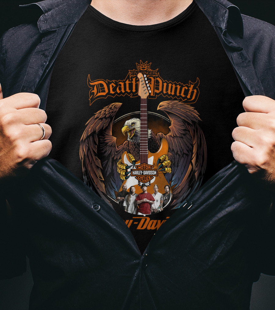 Death Punch Harley Davidson Motor Cycles Eagle Band Members T-Shirt