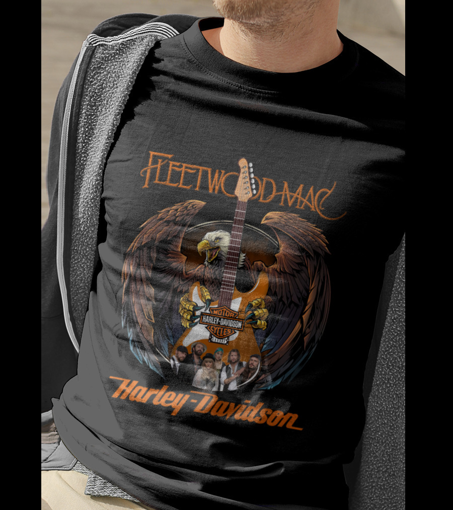 Fleetwood Mac Harley Davidson Live Styles Eagle Guitar T-Shirt