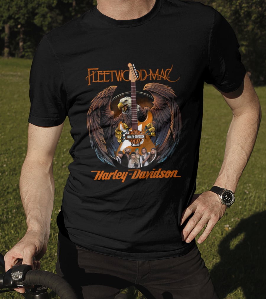 Fleetwood Mac Harley Davidson Live Styles Eagle Guitar T-Shirt