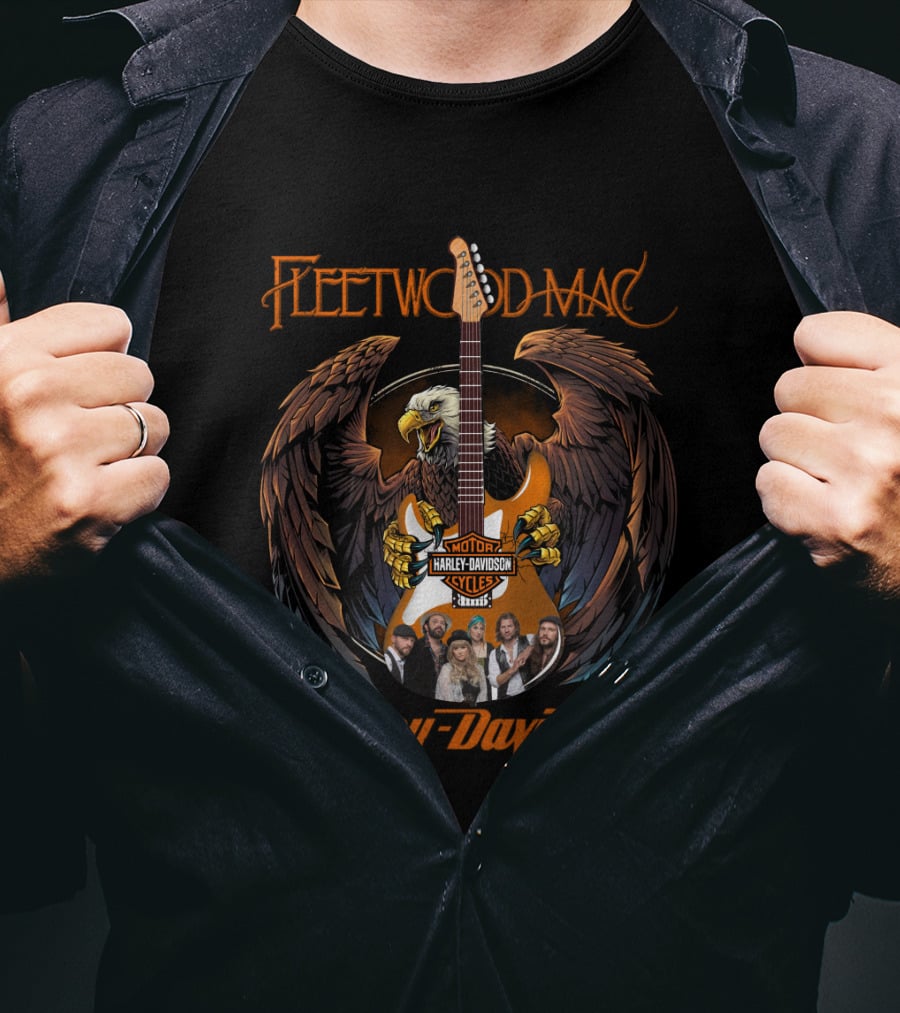 Fleetwood Mac Harley Davidson Live Styles Eagle Guitar T-Shirt