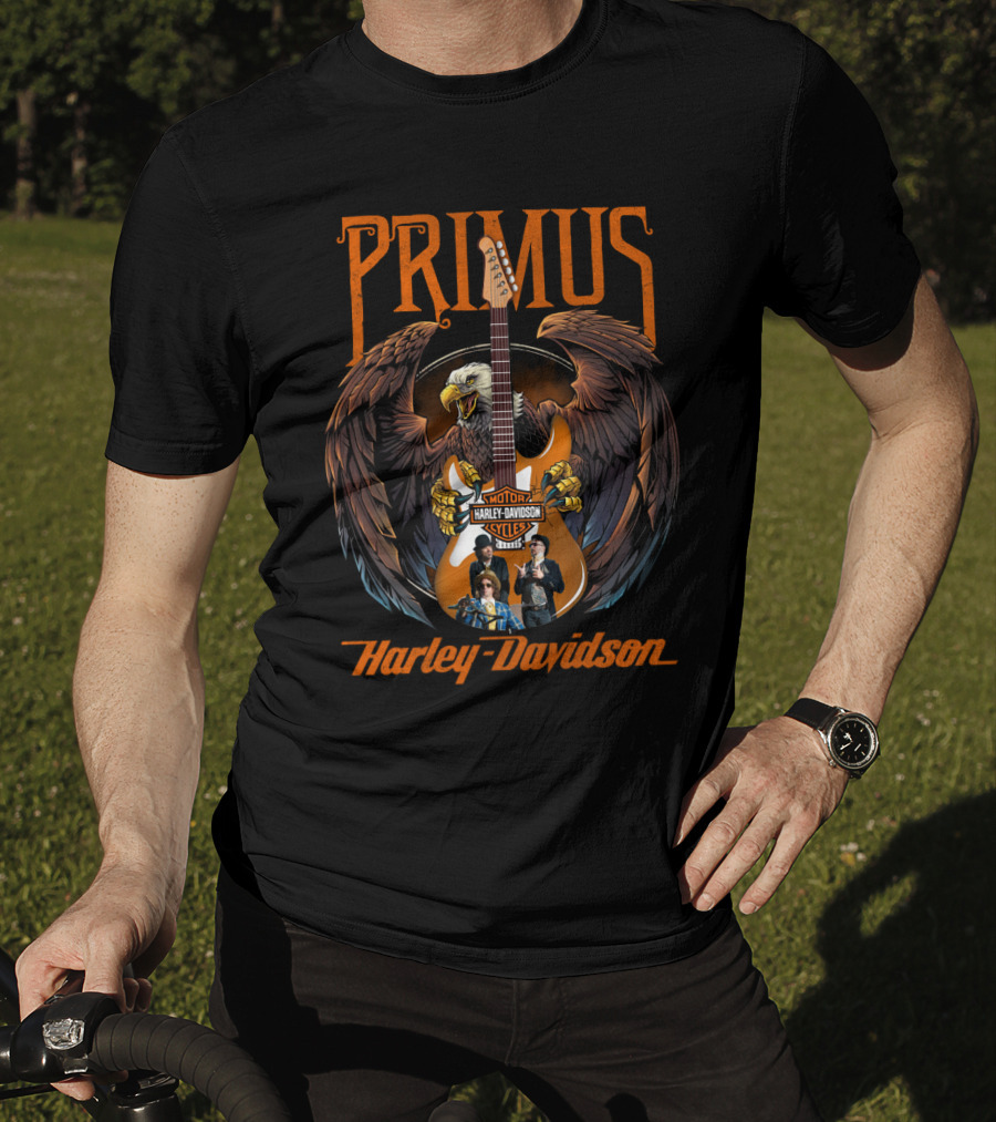 Primus Harley Davidson Motorcycles Eagles Guitar T-Shirt