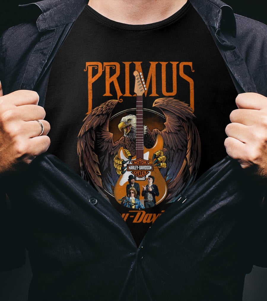 Primus Harley Davidson Motorcycles Eagles Guitar T-Shirt