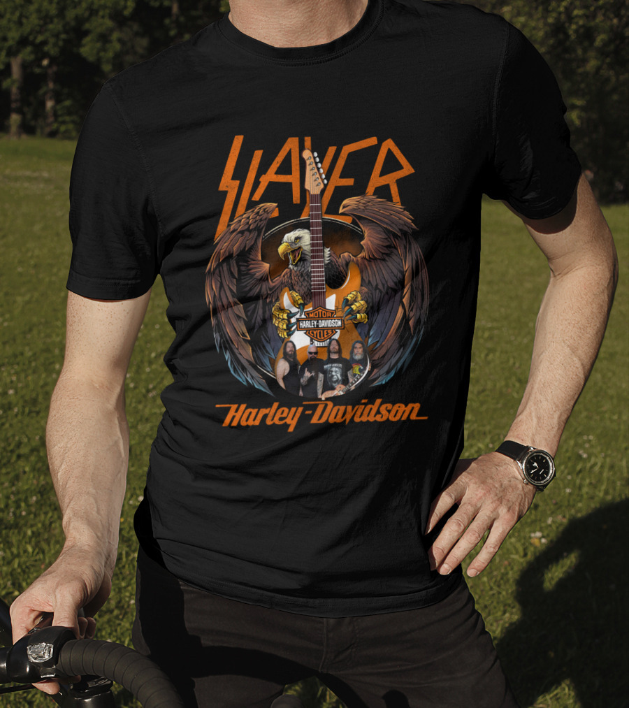 Slayer Harley Davidson Motorcycles Eagle Guitar T-Shirt