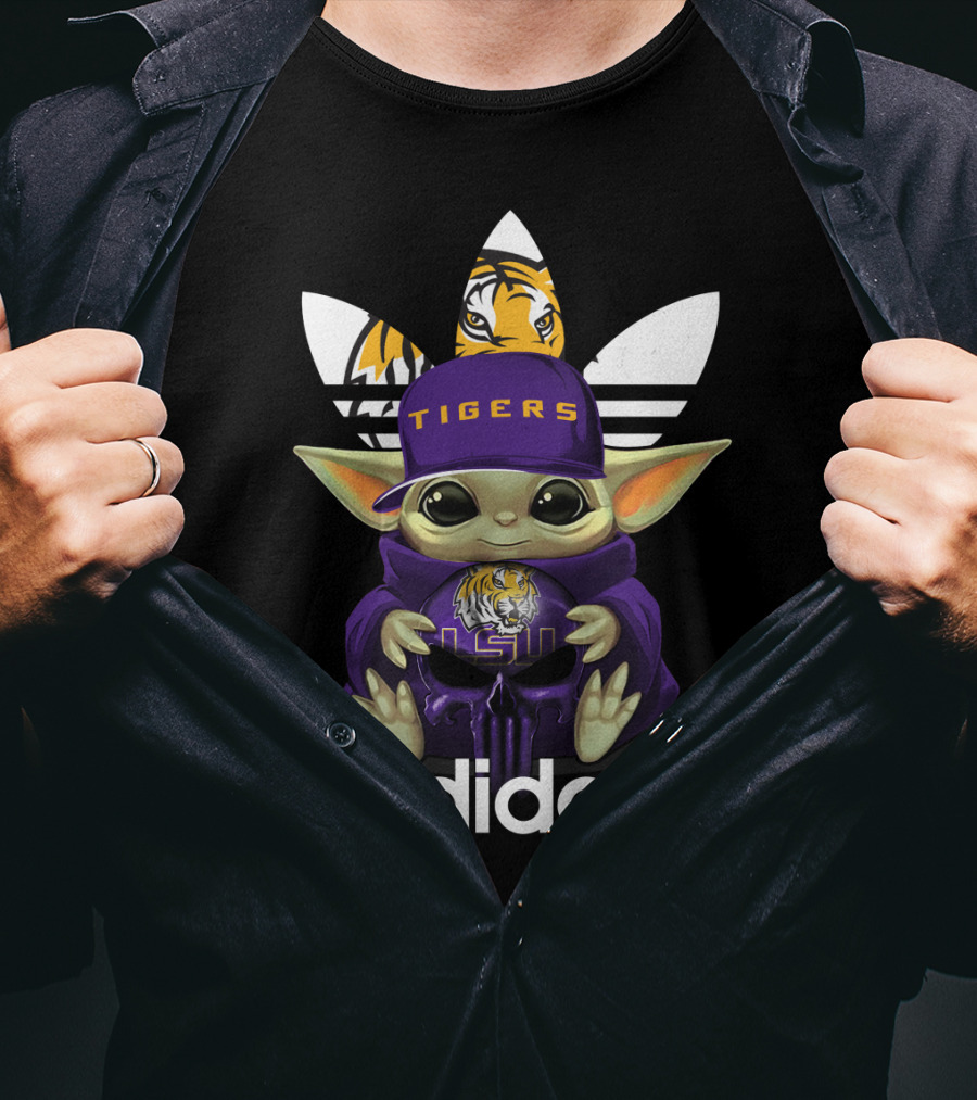 Yoda LSU Tigers Logo With Baby Yoda In Hat T-Shirt