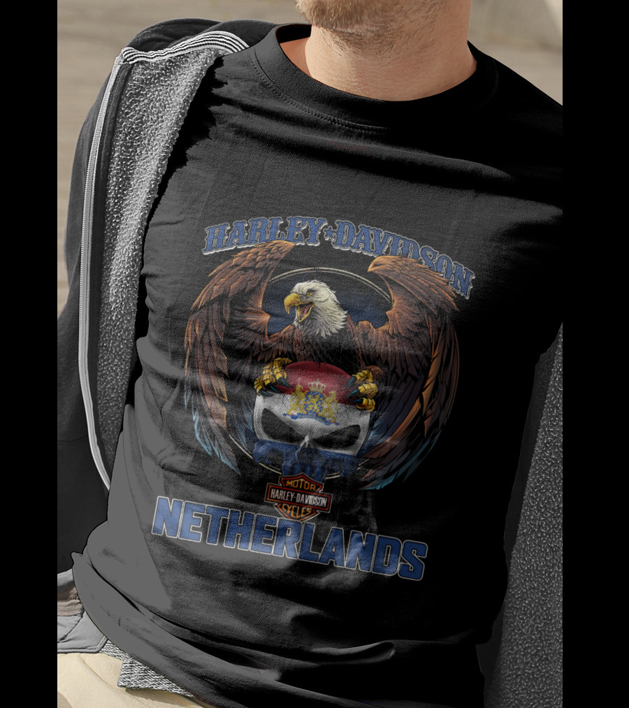 Harley Davidson Eagle Skull Motor Cycles Netherlands T-Shirt