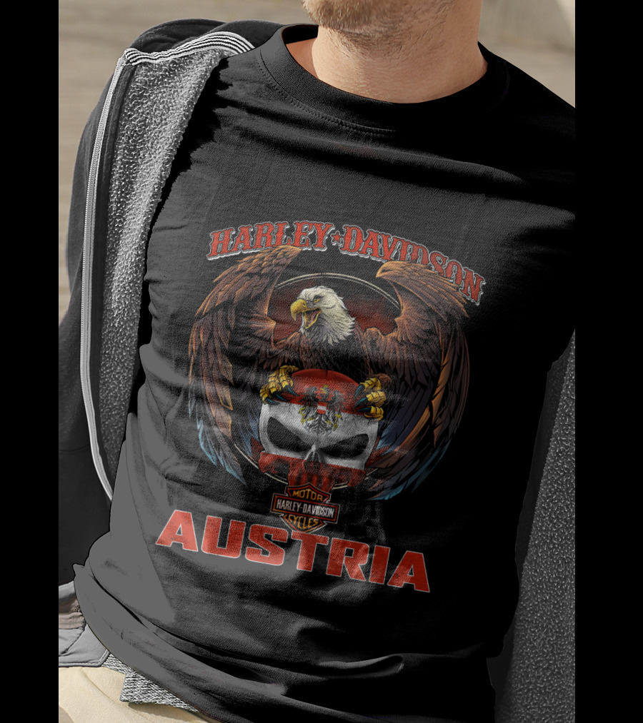 Harley Davidson Motor Cycles Austria Eagle Skull T-Shirt