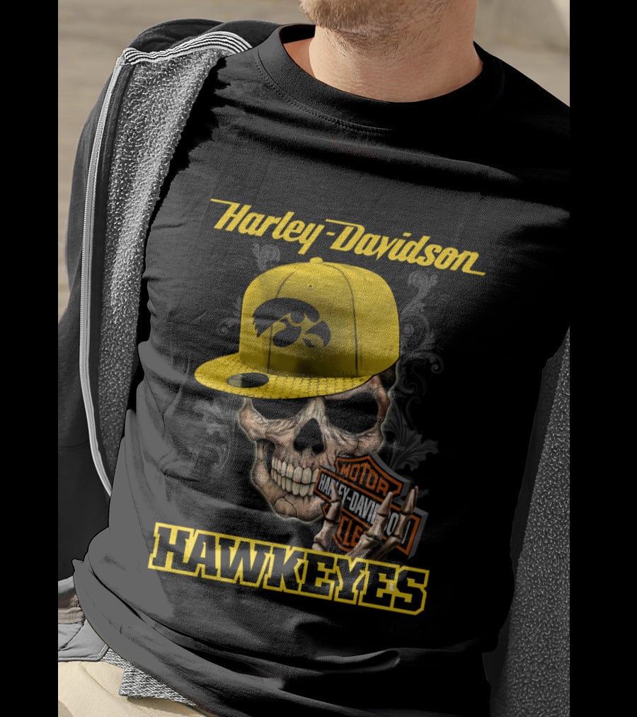 Harley Davidson Skull Iowa Hawkeyes T-Shirt