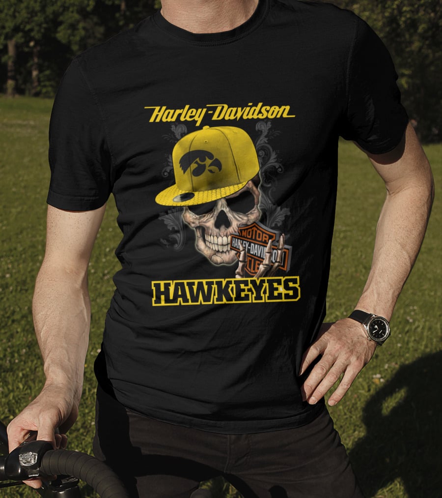 Harley Davidson Skull Iowa Hawkeyes T-Shirt