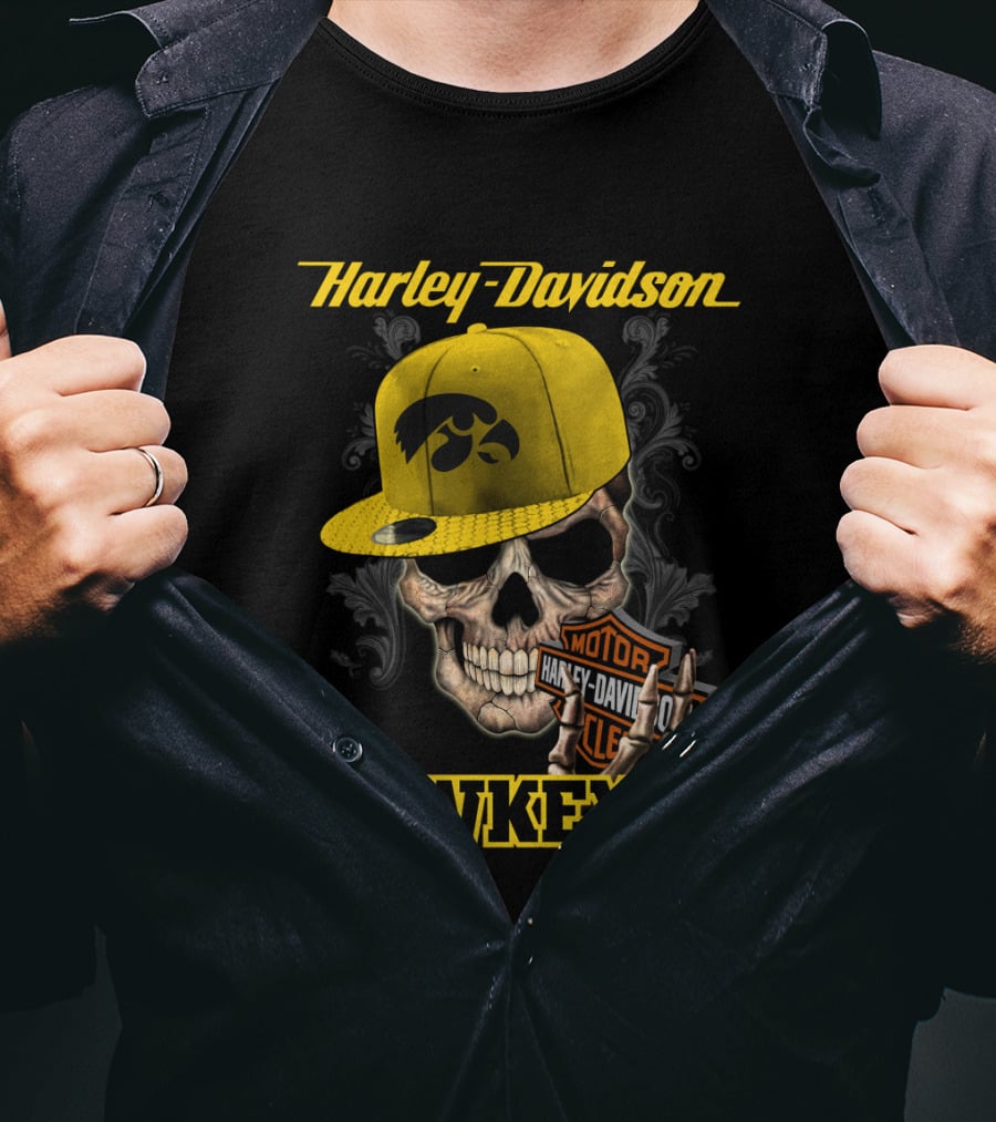 Harley Davidson Skull Iowa Hawkeyes T-Shirt