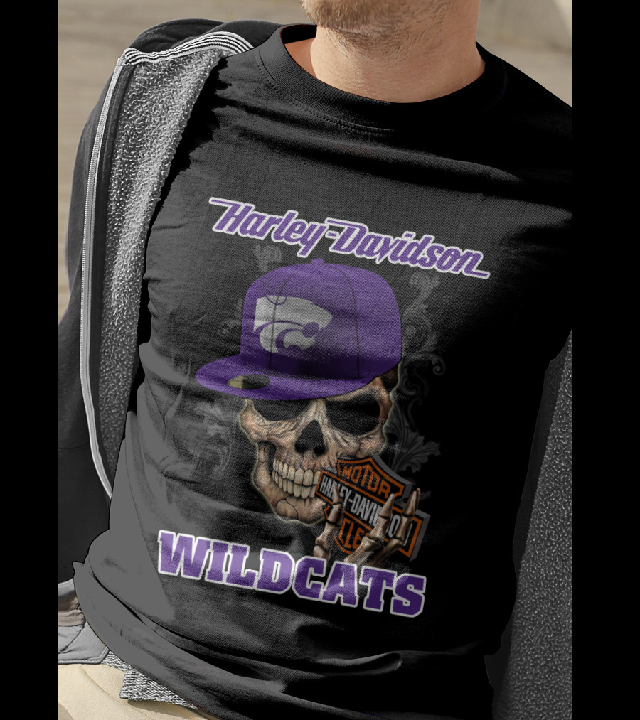 Harley Davidson Wildcats Skull Kansas State T-Shirt