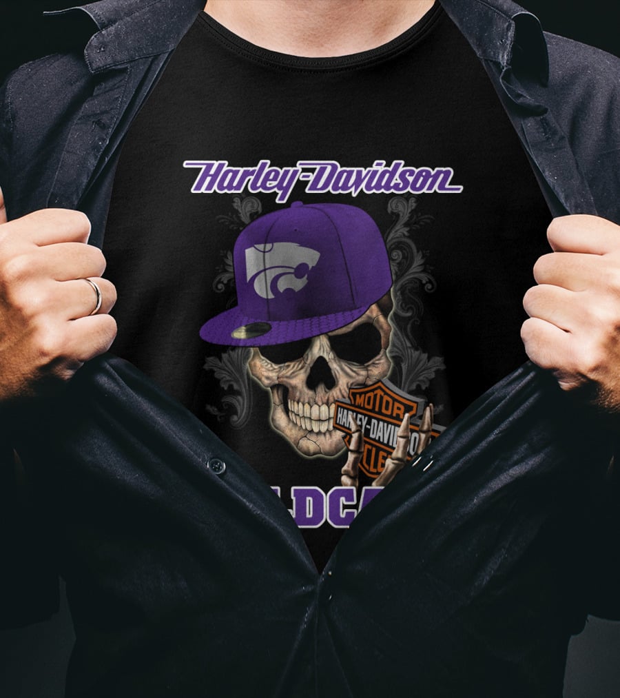 Harley Davidson Wildcats Skull Kansas State T-Shirt