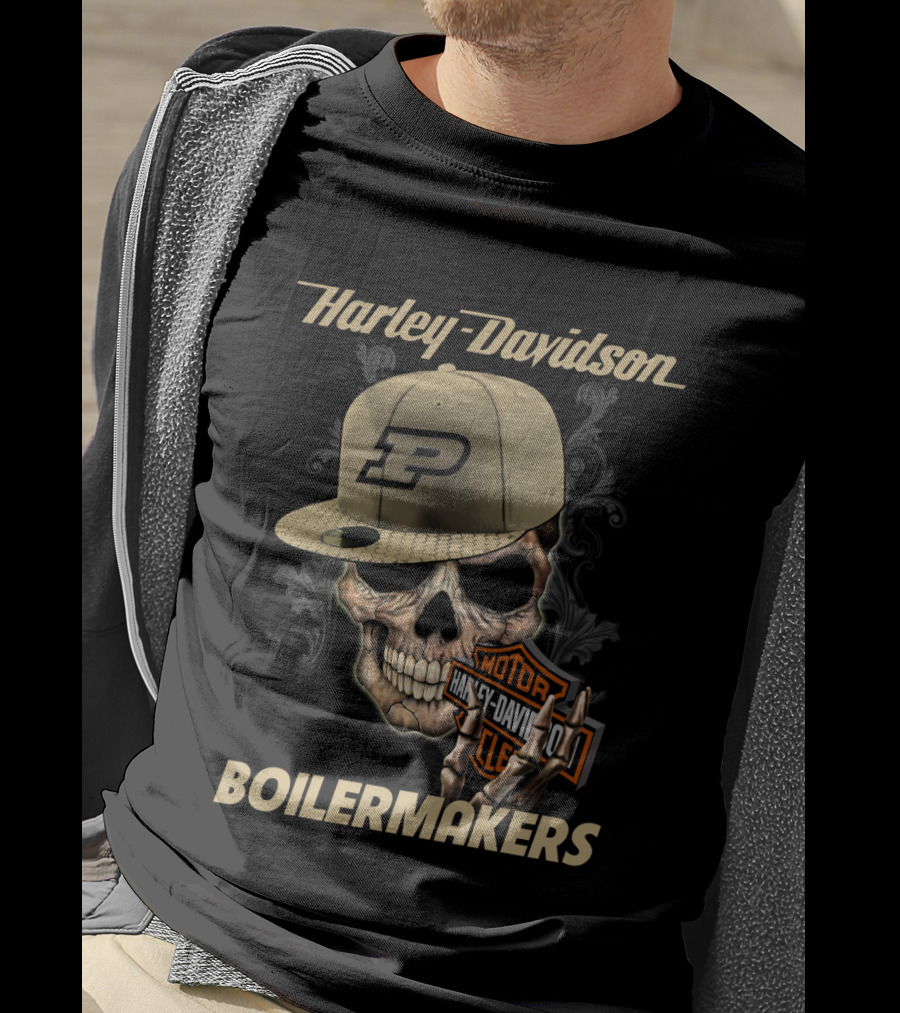 Harley Davidson Skull Purdue Boilermakers P Cap T-Shirt