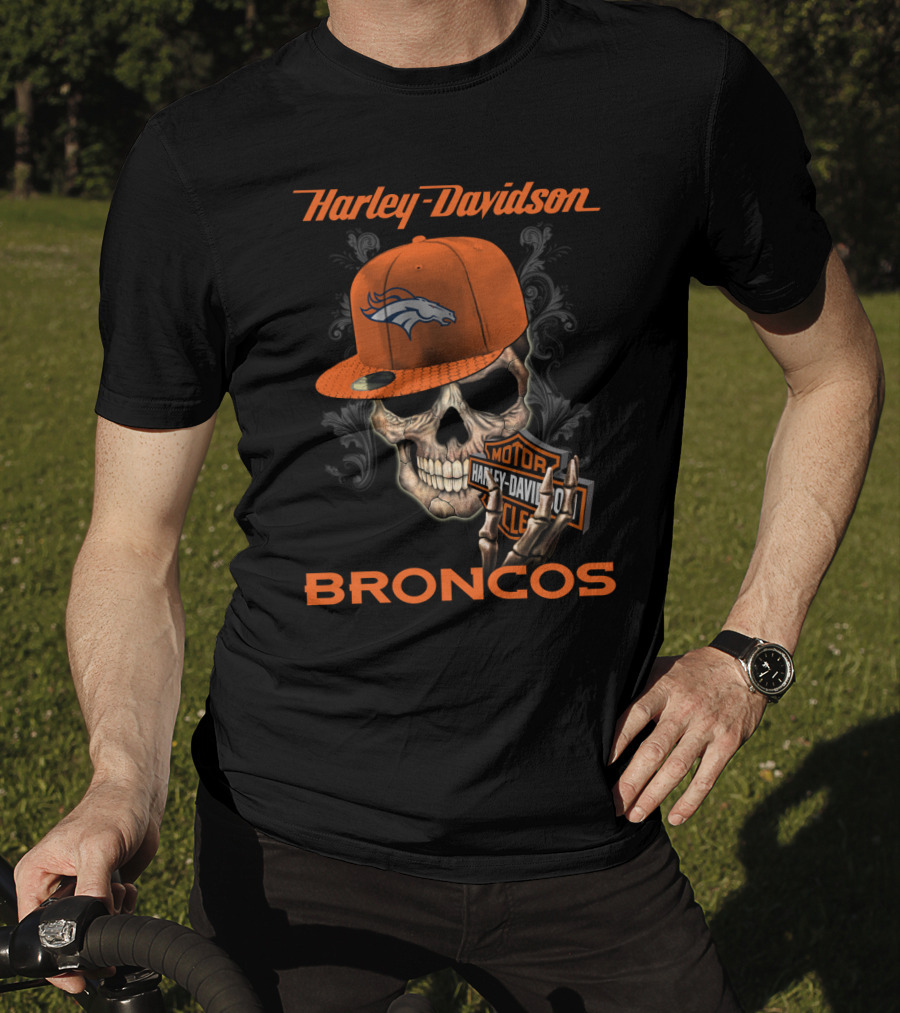 Harley Davidson Skull Denver Broncos T-Shirt