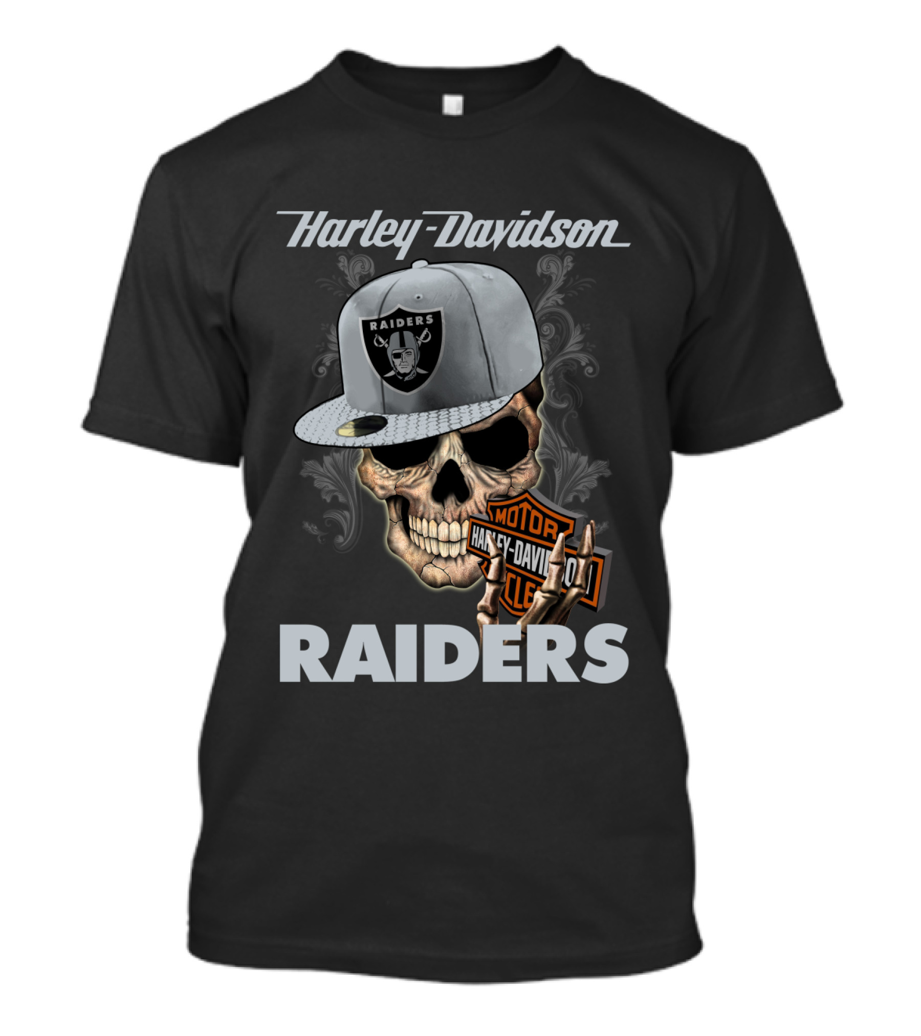 Harley Davidson Raiders Skull With Cap T-Shirt