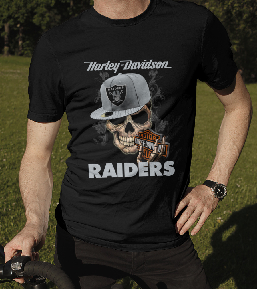 Harley Davidson Raiders Skull With Cap T-Shirt