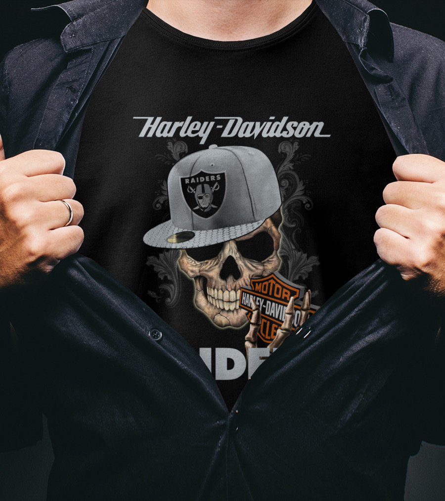 Harley Davidson Raiders Skull With Cap T-Shirt