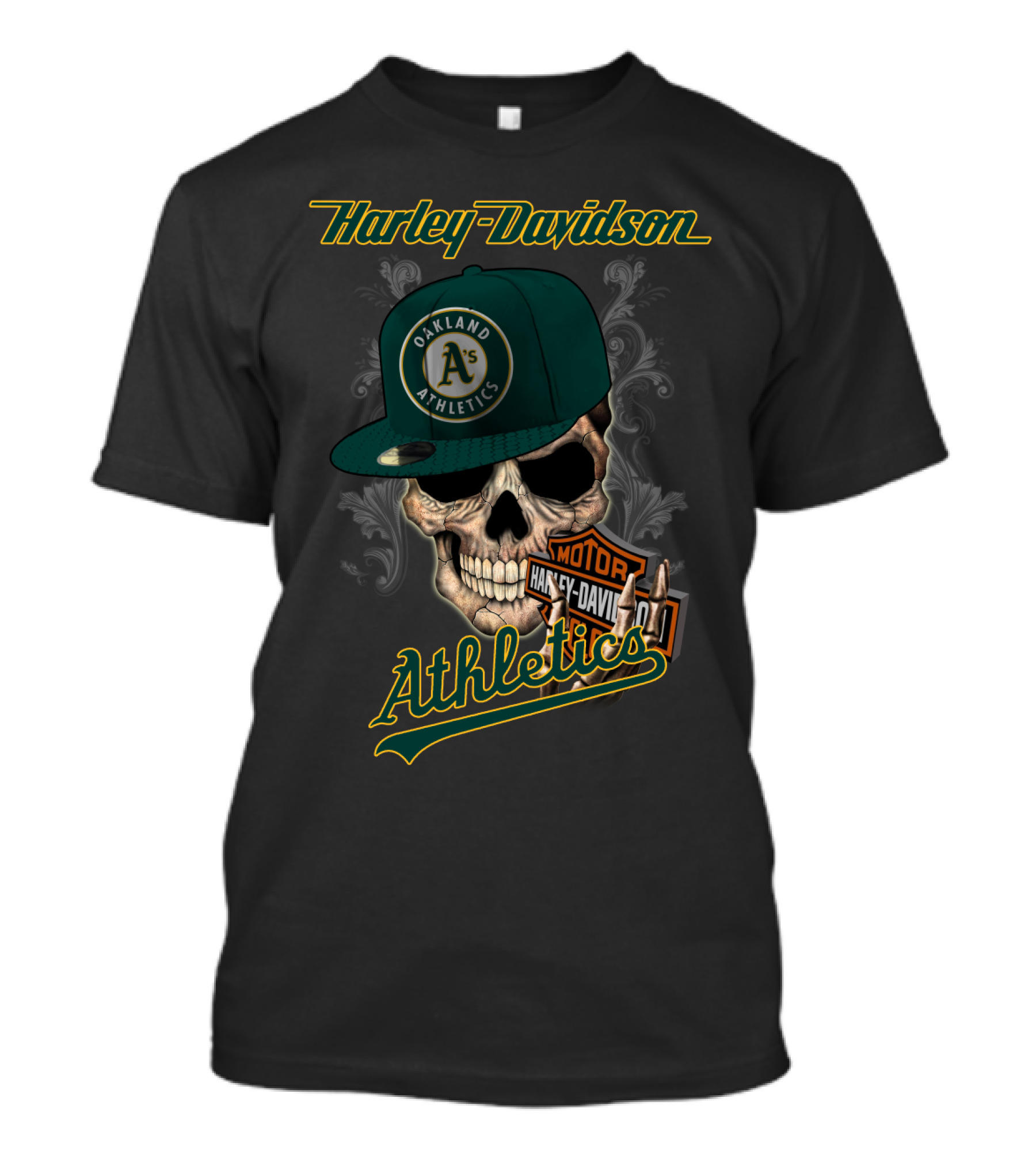 Harley Davidson Skull Oakland Athletics T-Shirt