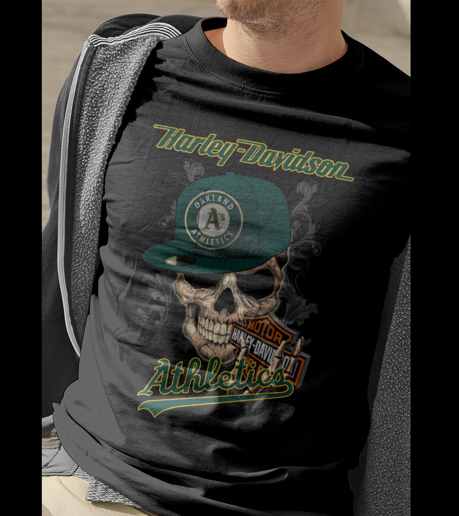 Harley Davidson Skull Oakland Athletics T-Shirt