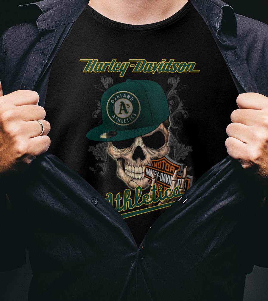 Harley Davidson Skull Oakland Athletics T-Shirt