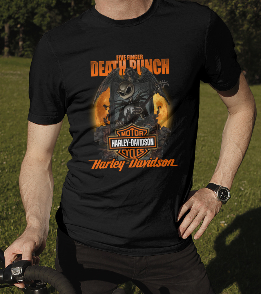 Five Finger Death Punch Harley Davidson Motorcycles Skeleton Reaper T-Shirt