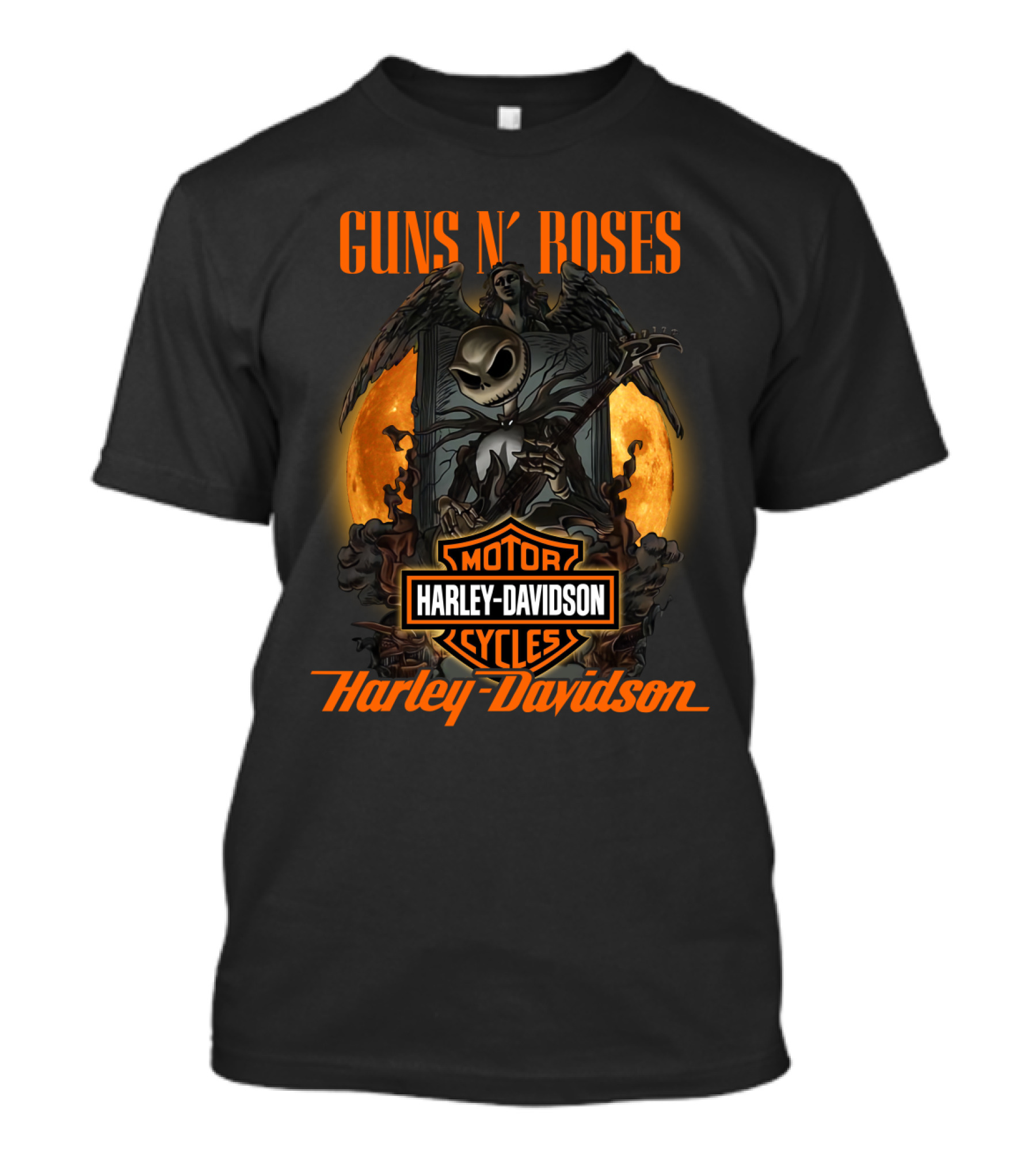Guns N’ Roses Harley Davidson Motor Cycles Halloween Theme T-Shirt