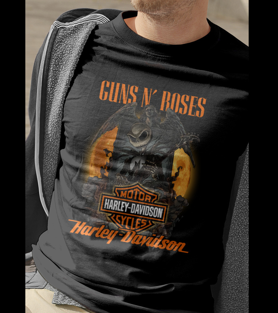 Guns N’ Roses Harley Davidson Motor Cycles Halloween Theme T-Shirt