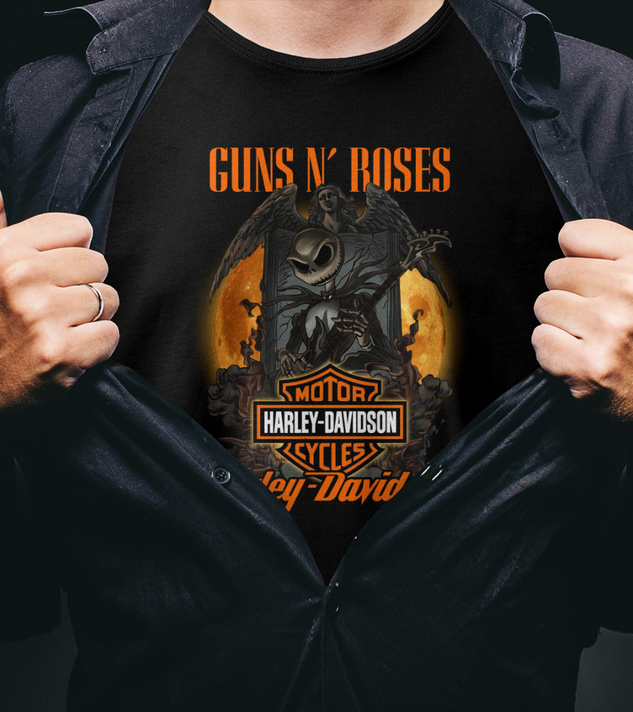 Guns N’ Roses Harley Davidson Motor Cycles Halloween Theme T-Shirt