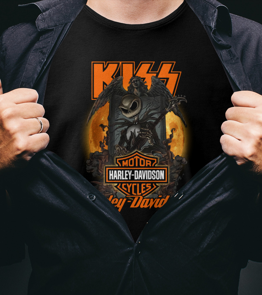 Kiss Harley Davidson Nightmare Before Christmas Crossover T-Shirt