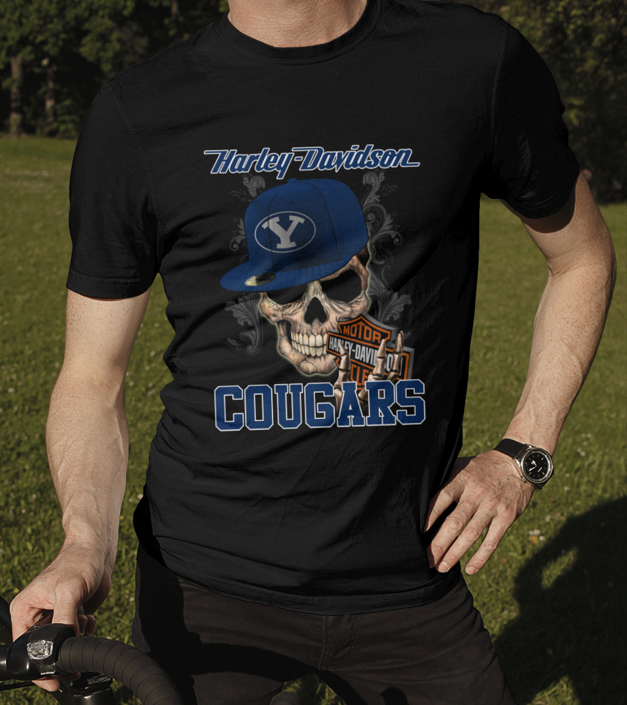 Harley Davidson Skull Byu Cougars Cap T-Shirt