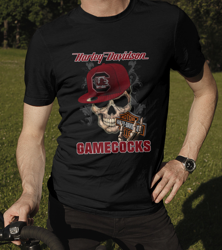 Harley Davidson Skull Logo South Carolina Gamecocks T-Shirt